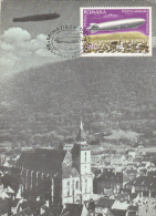 ZEPPELINS OVER BRASOV, CM, MAXICARD, CARTES MAXIMUM, OBLIT FDC, 1978, ROMANIA - Zeppelins