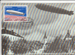 ZEPPELINS OVER SIBIU, CM, MAXICARD, CARTES MAXIMUM, OBLIT FDC, 1978, ROMANIA - Zeppelines