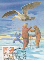 ANTARKTIK EXPLORERS, SEAGULLS, DOGS, CM, MAXICARD, CARTES MAXIMUM, 1987, HUNGARY - Explorateurs