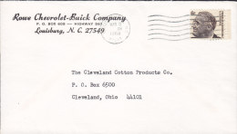 United States ROWE CHEVROLET-BUICK Co. LOUISBURG 1968 Cover Brief Fanklin D. Roosevelt Stamp - Briefe U. Dokumente