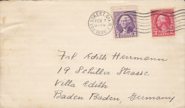 United States FOX STREET STATION N.Y. 1936 Cover Brief To BADEN BADEN Germany George Washington Stamps - Lettres & Documents