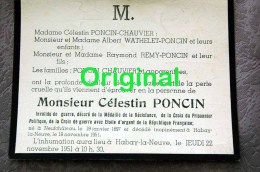 Célestin Poncin Résistant Neufchâteau 1897 + Habay 1951 - Habay