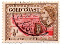 Gold Coast QEII 1952-4 ½d Map Definitive, Fine Used (A) - Isole Gilbert Ed Ellice (...-1979)