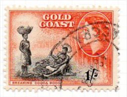 Gold Coast QEII 1952-4 1/- Breaking Cocoa Pods Definitive, Fine Used (A) - Isole Gilbert Ed Ellice (...-1979)