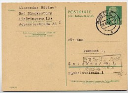 DDR  P70 IF  Frage-Postkarte III/18/97  Rudolstadt - Zwickau 1957 - Cartes Postales - Oblitérées