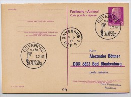 350 Years GÖTEBORG Calypso 1971 On East Germany P74 A Reply Postal Card PRIVATE PRINTING  BÖTTNER #1 - Otros & Sin Clasificación