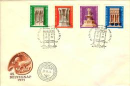 HUNGARY - 1975.FDC Strip II.- 48th Stampday - European Architectural  Heritage Year (Fountain) Mi:3060-3063 - FDC