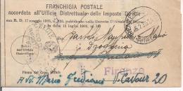 STORIA POSTALE, UFFICIO DISTRETTUALE  IMPOSTE DIRETTE, FIRENZE, FRANCHIGIA POSTALE, 1935, - Portofreiheit