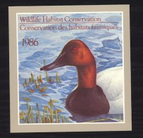 Canada  -  1986  :  Le Carnet Wildlife Habitat Conservation ,  Canards Morillons   ,   Duck - Steuermarken