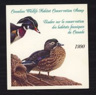 Canada  -  1990  :  Le Carnet Wildlife Habitat Conservation ,  Canards Huppés  ,   Duck - Fiscaux