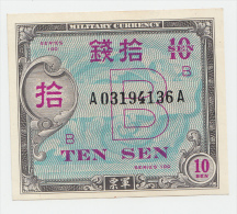 JAPAN 10 SEN 1945 AUNC P 63 - Giappone