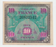 France 10 Francs 1944 VF++ CRISP Banknote P 116 - 1944 Drapeau/Francia