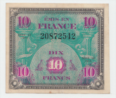 France 10 Francs 1944 VF++ CRISP Banknote P 116 - 1944 Drapeau/France