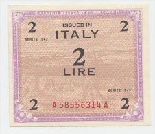 Italy 2 Lire 1943 UNC NEUF Banknote P M11a AMC - Allied Occupation WWII