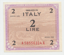 Italy 2 Lire 1943 UNC NEUF Banknote P M11a AMC - Ocupación Aliados Segunda Guerra Mundial