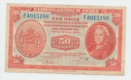 Netherlands-Indies 50 Cents 1943 VF+ P 110a 110 A - Indes Neerlandesas