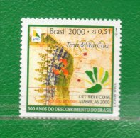 160 BRASIL 2000- 500 A. Del Descubrimiento De Brasil - "Terra De Veracruz"- U.I.T. América - Nuevos