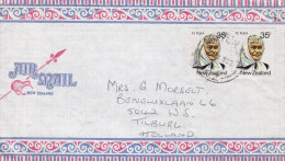 New Zealand Airmail 1983? Cover To TILBURG Netherlands Te Puea Woman Female (Pair) Bird Vogel Oiseau Kiwi Cachet - Lettres & Documents