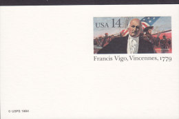 United States Postal Stationery Ganzsache Entier (1984) 14 C. Francis Vigo, Vincennes, 1779 Flag Flagge - 1981-00