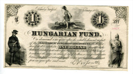 Hongrie Hungary Ungarn 1 Dollar 1852 " HUNGARIAN FUND " KOSUTH "" AUNC +++ / UNC - RED Serial RARE !!! - Hungría