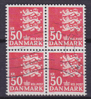 Denmark 1985 Mi. 827    50.00 Kr Small Arms Of State Kleines Reichswaffen Old Engraving 4-Block !! - Blocks & Kleinbögen