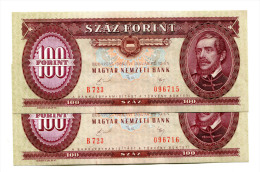 Hongrie Hungary Ungarn 100 Forint 1989 UNC - 2 Consecutives # 1 - Hungría