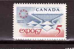 CANADA 1967 Montreal Expo Yvert Cat N° 390  Absolutely Perfect  MNH ** - Unused Stamps