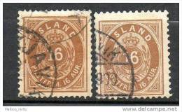 ISLAND  1876   (o)   Y&T N° 9(A)  Perf 14x13,5   &    9(B)  Perf 12,5 - Used Stamps