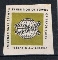 Viñeta Leipzig 1965  (Alemania) International Stamps Exhibition º - R- & V- Vignette