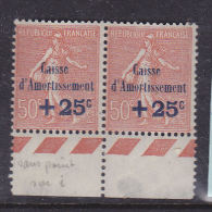 FRANCE N° 250 25C S 50C ROUGE BRUN CAISSE D'AMORTISSEMENT SANS POINT SUR LE I NEUF SANS CHARNIERE - Neufs