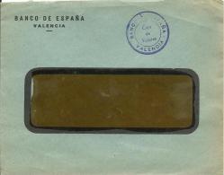 CARTA BANCO DE ESPAÑA  VALENCIA - Franchise Postale