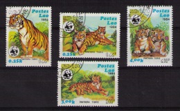 LAOS 1984  WWF Tigers - Used Stamps