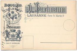 Motiv Karte  "Bougies Edelweiss Etoile, Hartmann, Lausanne"           1893 - Brieven En Documenten