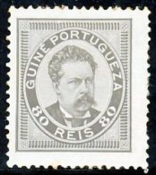 !										■■■■■ds■■ Guinea 1886 AF#30a (*) King Luiz 80 Réis 13,5 Mint CV €38,00 (x5691) - Guinée Portugaise