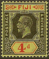 FIJI 1922 4d Black + Red/yell KGV SG 235 HM YY352 - Fidschi-Inseln (...-1970)