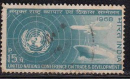 India Used 1968, United Nations Conference On Trade & Development, UN Emblem, Ship, Airplane,  (Sample Image) - Oblitérés