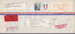 United States Airmail Registered Special Delivery EXPRÉS Label YONKERS Meter Stamp Cover To TAIPEI Taiwan (2 Scans) - Express & Einschreiben