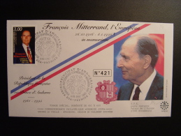 FRANCOIS MITTERRAND CO - PRINCE D'ANDORRE L'EUROPEEN CONSEIL EUROPE EUROPARAT COUNCIL OF EUROPE TIRAGE LIMITE - Lettres & Documents