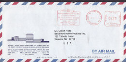 Israel Airmail YERUSHALAYIM Jerusalem 1997 Meter Stamp Cover Lettre To USA Lautenberg Center Tumor Immonology Cachet - Luftpost