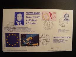 VACLAV HAVEL PRESIDENT CHUTE REGIME COMMUNISTE REVOLUTION (10.5.1990) CONSEIL EUROPE EUROPARAT TIRAGE LIMITE 300ex !!! - Storia Postale