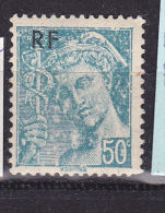 FRANCE N° 660 50C TURQUOISE TYPE MERCURE FOND NEIGEUX NEUF AVEC CHARNIERE - Unused Stamps