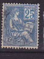 FRANCE N°114 25C BLEU TYPE MOUCHON BOUCLE DU 5 FERME OBL - Oblitérés