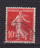FRANCE N°138 10C ROUGE TYPE SEMEUSE CAMEE ECARLATE OBL SIGNE - Used Stamps