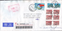 China Chine Airmail Registered Recommandée Einschreiben 2001 Cover Brief To DEN DANSKE BANK Denmark (2 Scans) - Posta Aerea