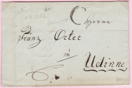 Österreich Austria Feldkirch Faltbriefhülle Outer Letter Sheet To Udine; "C" Control (j96) - ...-1850 Prephilately