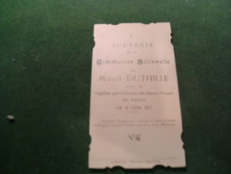 A-5-2-1016 Souvenir Communion Marcel Duthille Calais 1917 - Communion