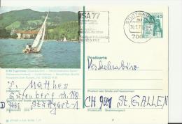 GERMANY 1977    -  PRE-STAMPED POSTALCARD OF 40 PF – TEGERNSEE  ADDR TO SWITZERLAND  POSTM STUTTGART MAR 30,1977 RE827 P - Tegernsee