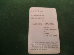 A-5-2-1016 Souvenir Communion Gérard Mahieu Fraire 1948 - Communion