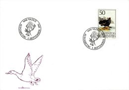 LIECHTENSTEIN. N°939 Sur Enveloppe 1er Jour (FDC) De 1990. Coq De Bruyère. - Gallinacées & Faisans