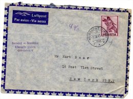 Switzerland 1947 Cover Mailed To USA - Briefe U. Dokumente